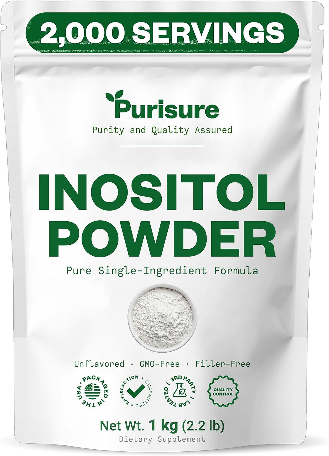 Purisure Inositol Powder (250g) - Pure Inositol for Hormonal Balance, Fertility Support & Brain Wellness - Vegan, Non-GMO, 500 Servings - görsel 8