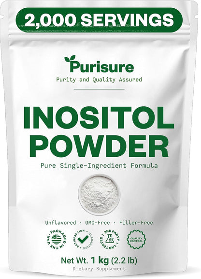 Purisure Inositol Powder (250g) - Pure Inositol for Hormonal Balance, Fertility Support & Brain Wellness - Vegan, Non-GMO, 500 Servings