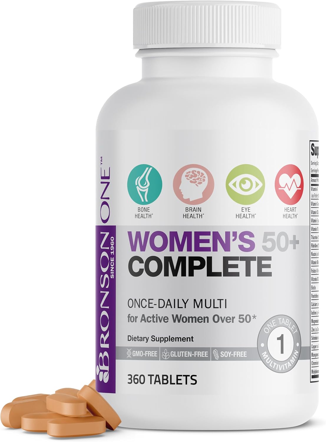 Bronson ONE Daily Women's 50+ Complete Multivitamin Multimineral - 180 Tablets - görsel 9