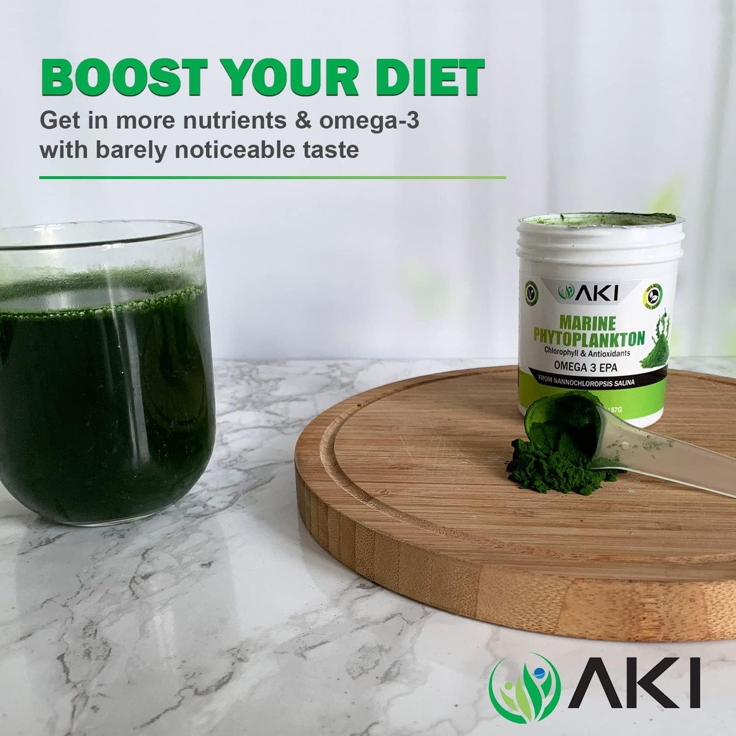 AKI Marine Phytoplankton Powder - Raw Omega-3 EPA from Microalgae, Vegan & Non-GMO (2 oz) - görsel 6