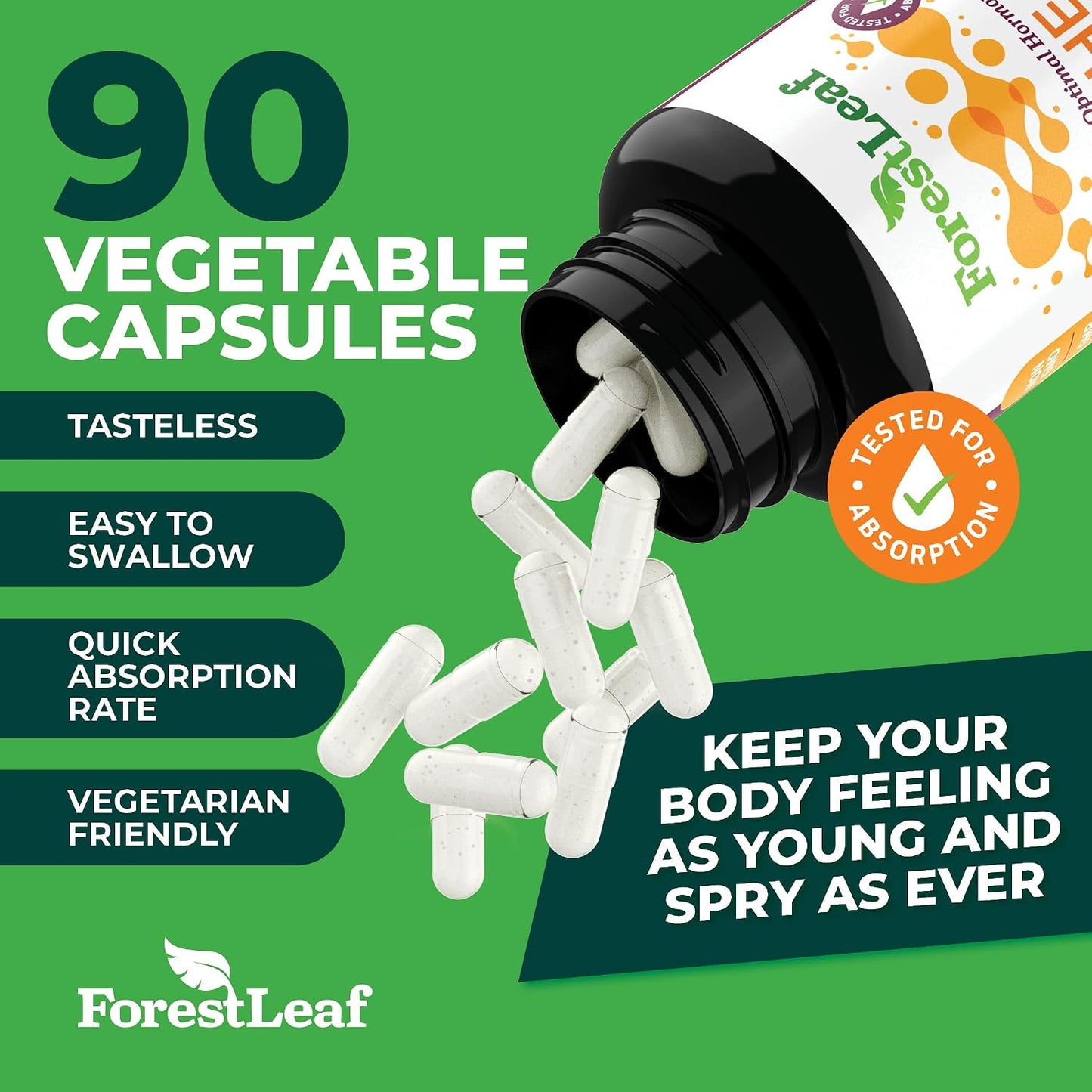 ForestLeaf DHEA 100mg – Micronised DHEA Supplement – Supports Energy, Hormone Balance & Healthy Ageing – 90 Capsules - görsel 3