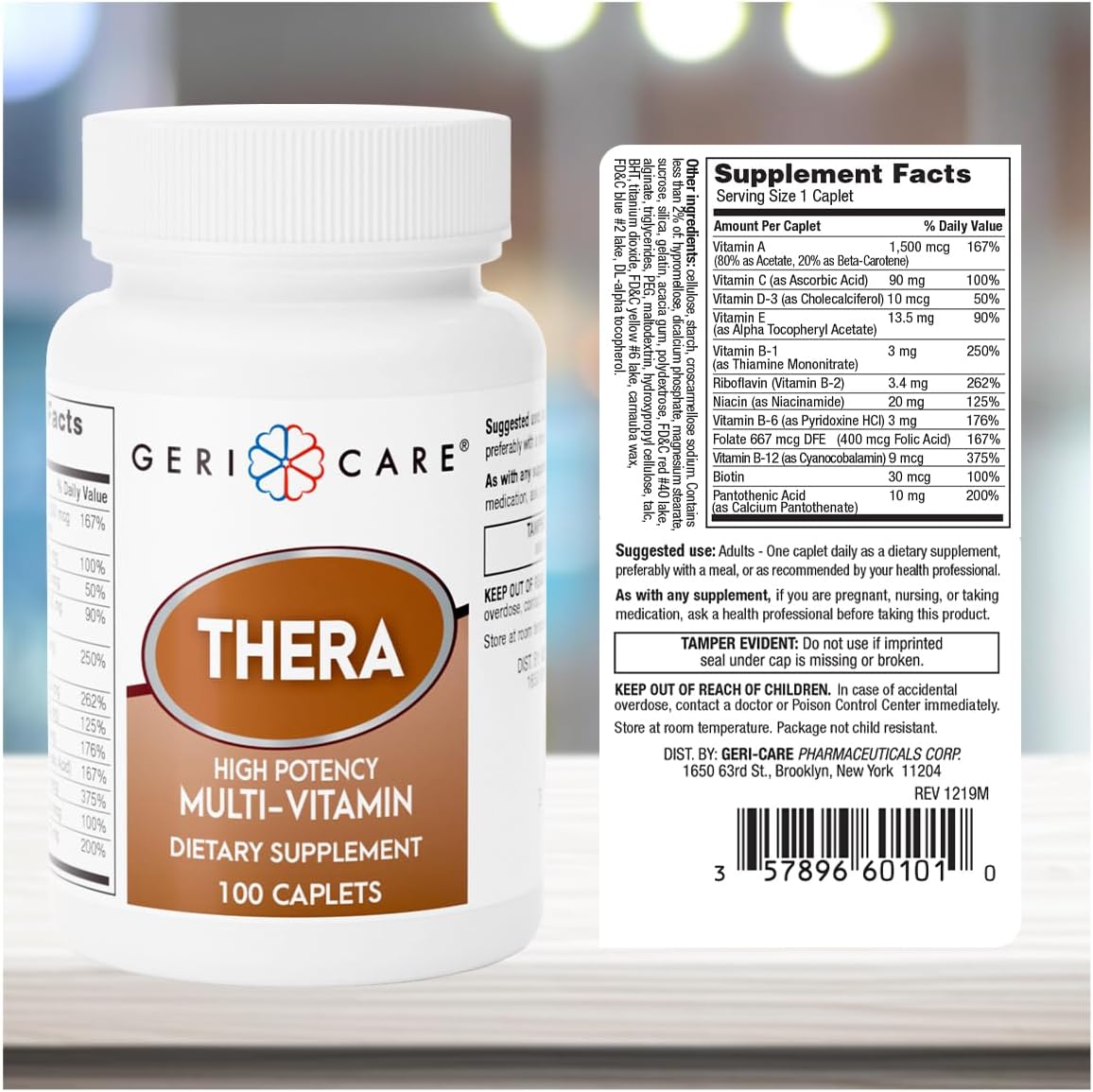 GeriCare Thera High Potency Multivitamin Tablets - 100 Count - görsel 3