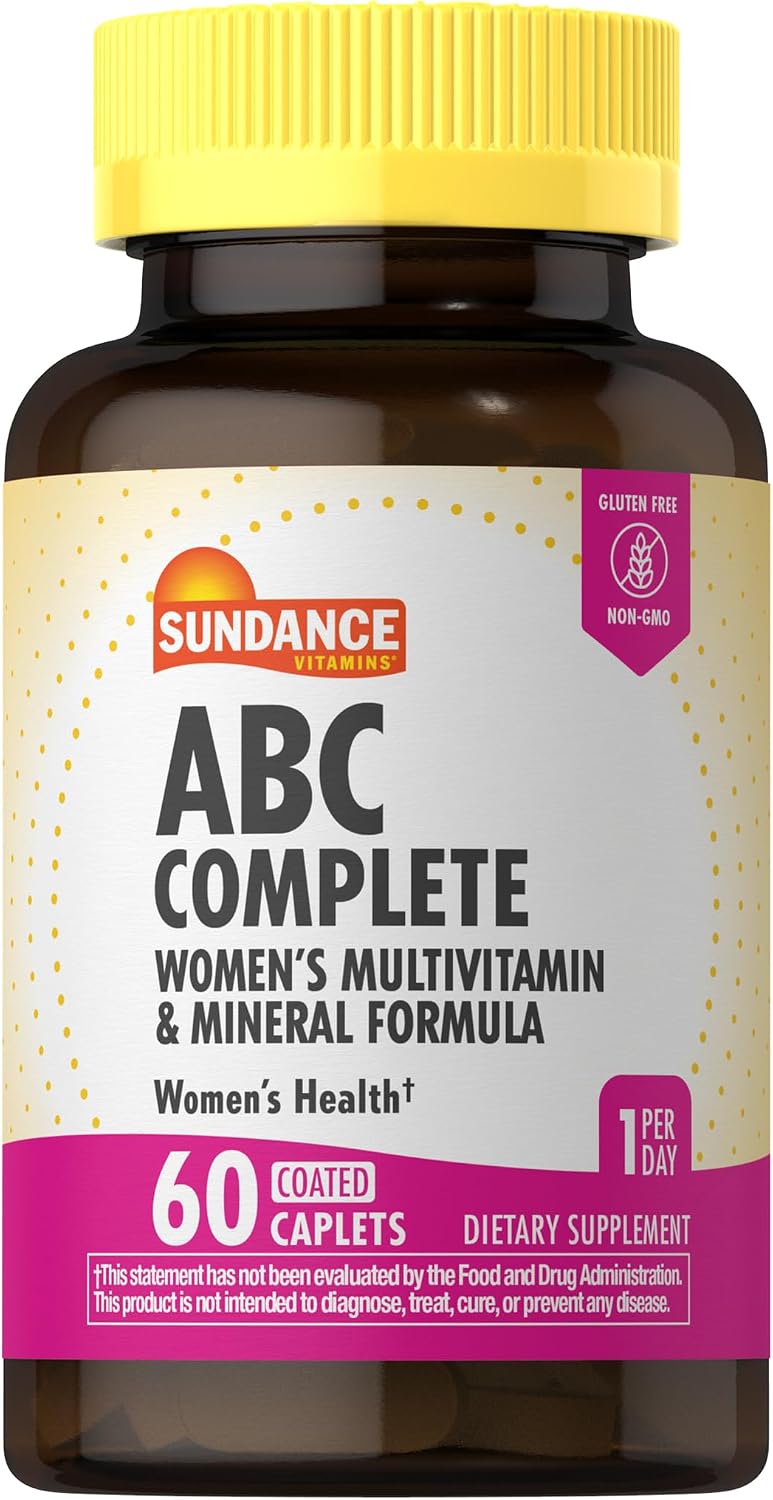 Sundance Vitamins Women’s ABC Complete Multivitamin & Mineral Formula | Daily Women’s Multivitamin | 60 Coated Caplets | Non-GMO & Gluten-free - görsel 1