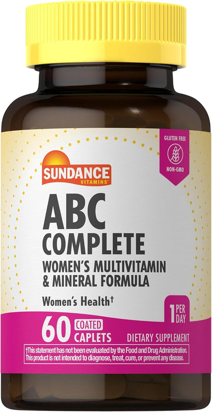 Sundance Vitamins Women’s ABC Complete Multivitamin & Mineral Formula | Daily Women’s Multivitamin | 60 Coated Caplets | Non-GMO & Gluten-free
