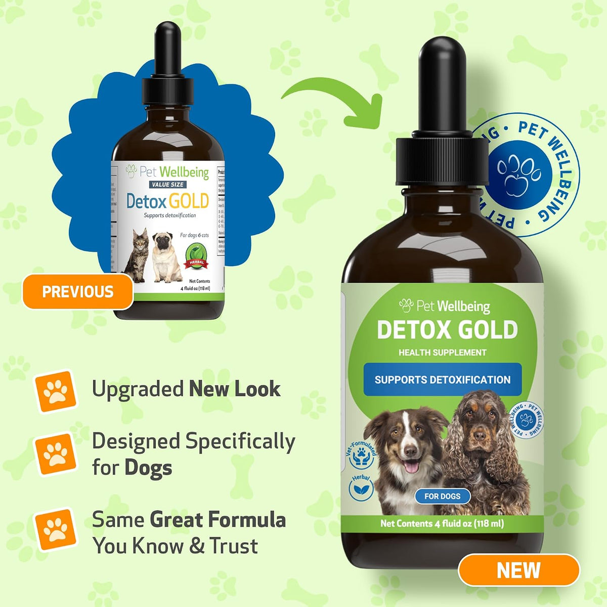Pet Wellbeing Detox Gold for Dogs & Cats - Gentle Detoxification & Elimination Support, Immune System Care, Nettle, Blessed Thistle - Veterinarian-Formulated Herbal Supplement, 118 ml - görsel 2