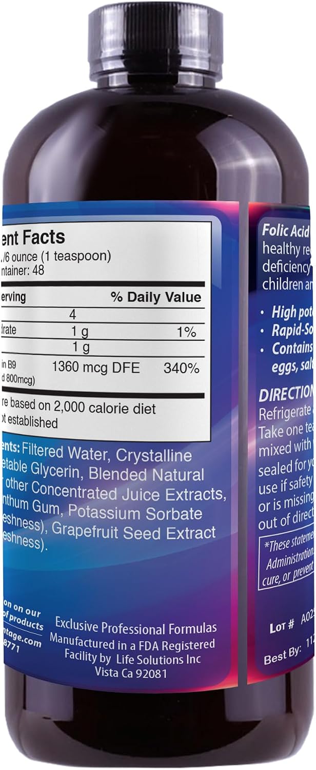 Liquid Folic Acid 800 mcg, 8 oz - görsel 3