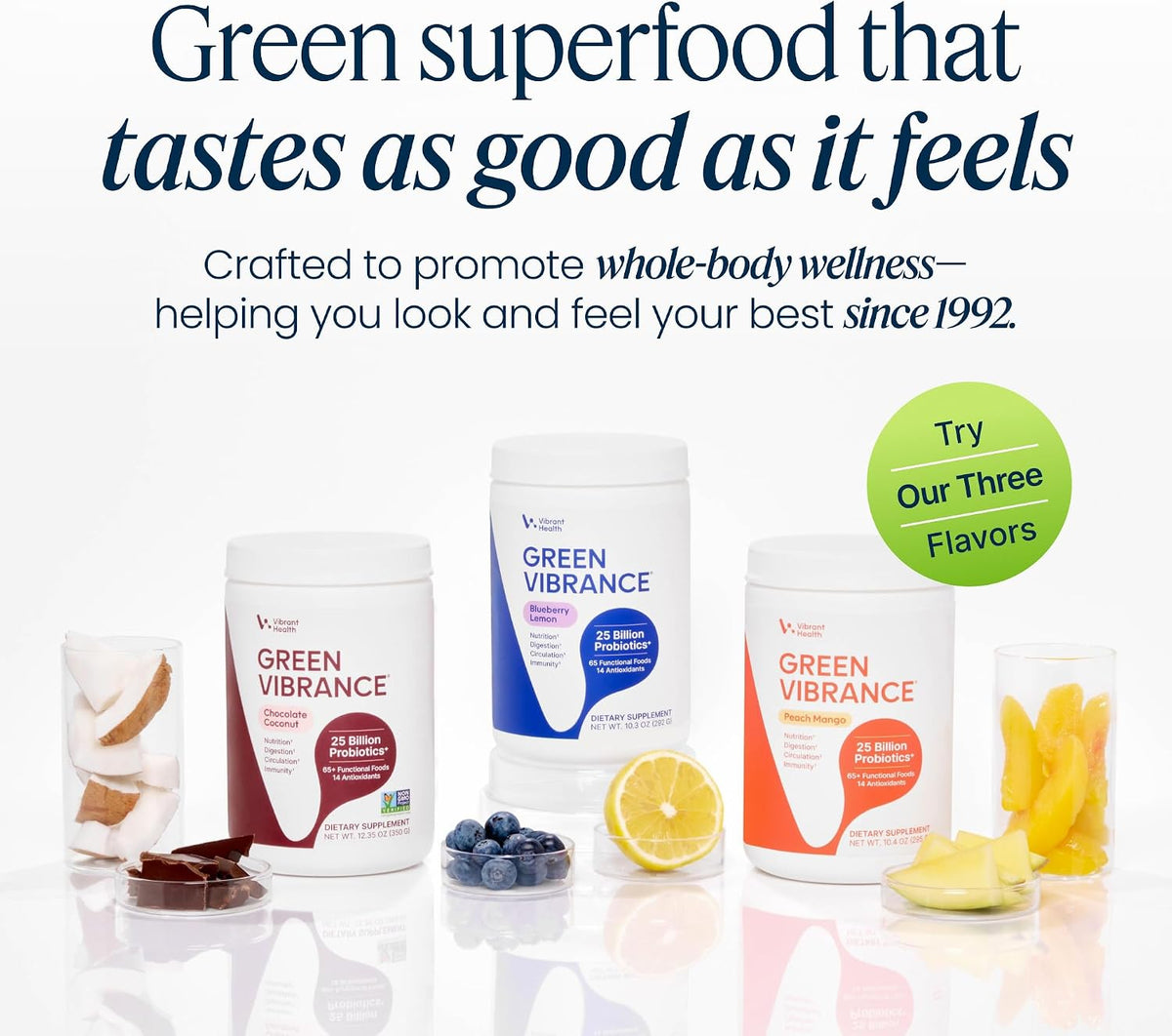 Green Vibrance Superfoods Powder – 70+ Plant-Based Whole Foods & 25 Billion Probiotics, Blueberry Lemon, 25 Servings - görsel 9