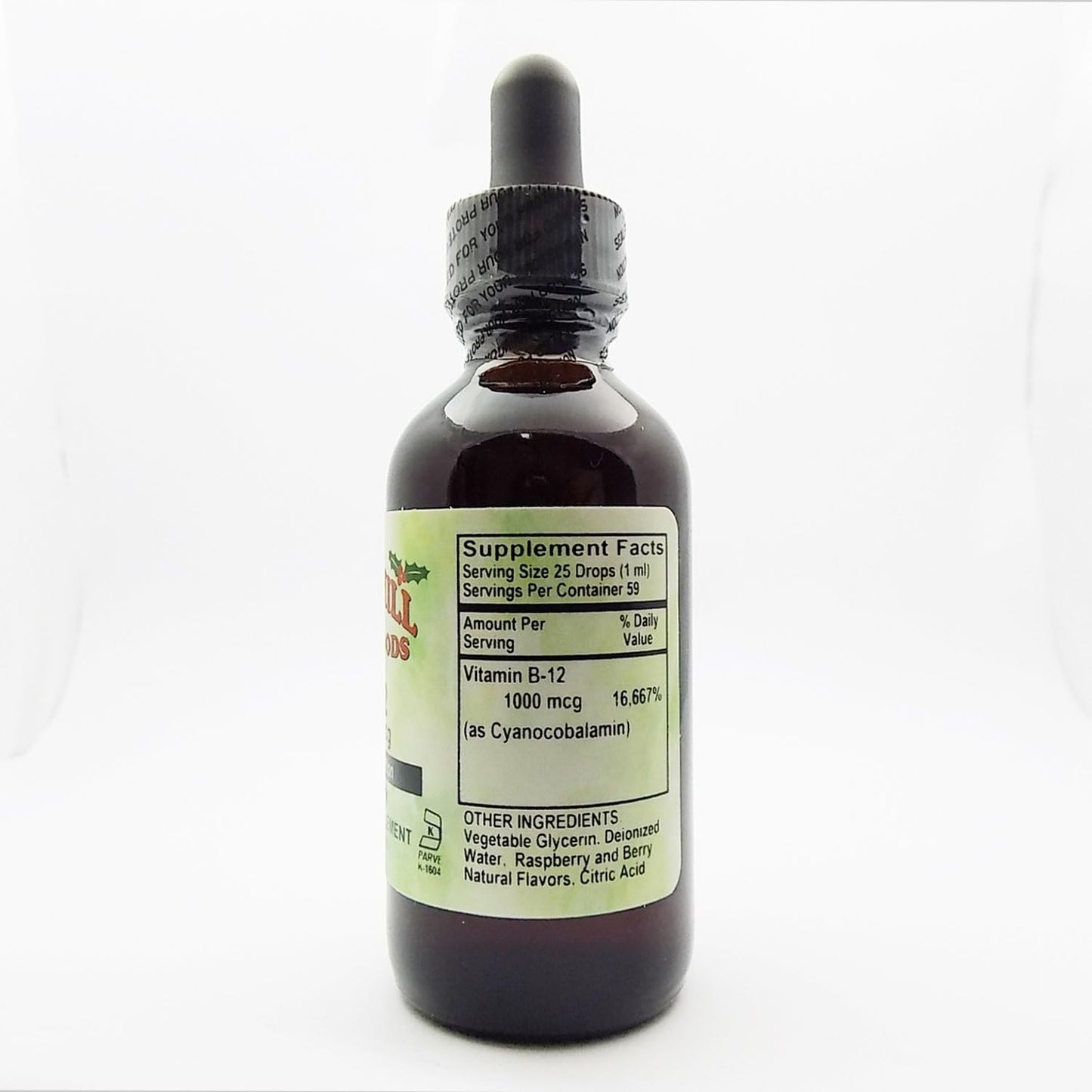 Holly Hill Health Foods, Fast Absorption B-12 1000 mcg, Raspberry, 60 ml - görsel 2