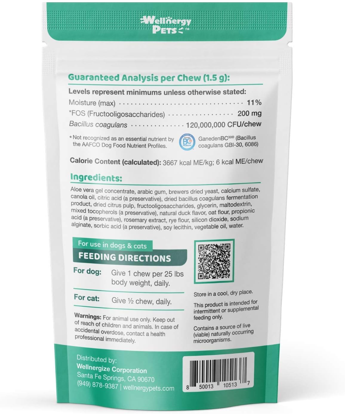 Wellnergy Daily Probiotic & Prebiotics Soft Chew for Dogs and Cats (60 Chews) - görsel 3