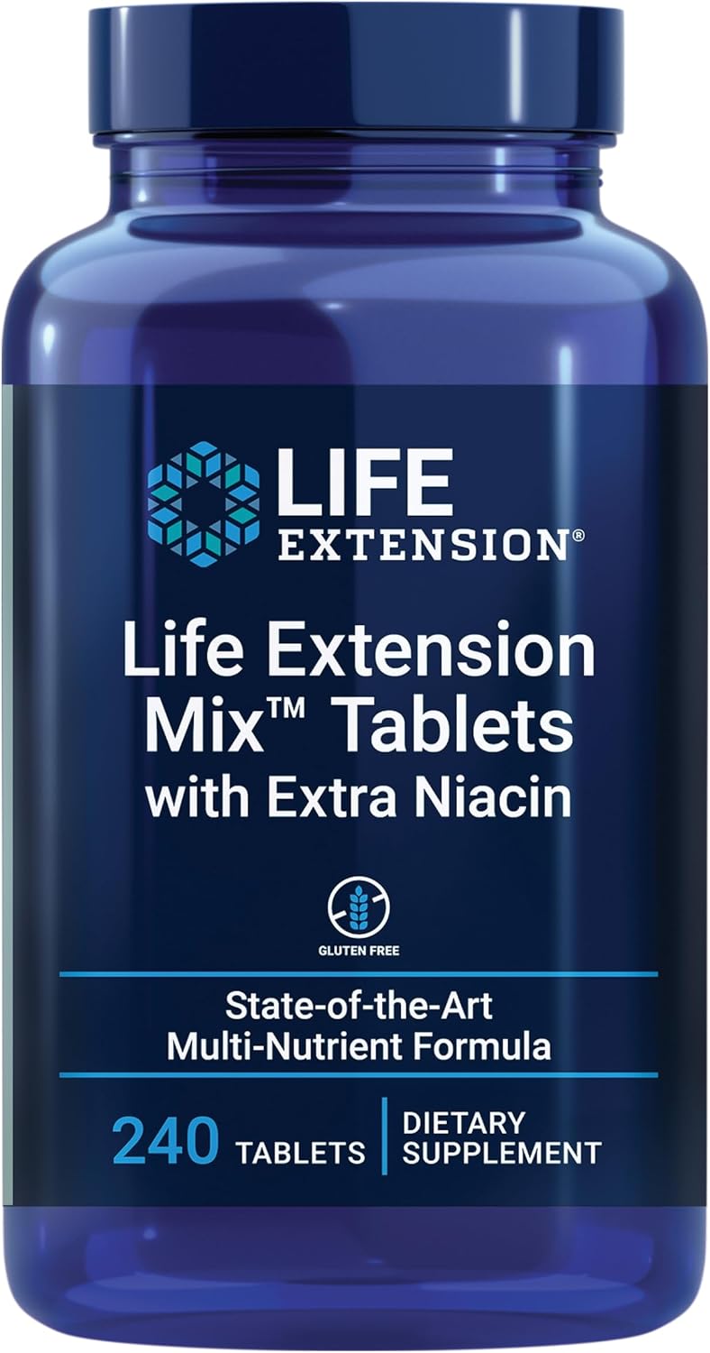 Life Extension Mix™ Tablets with Extra Niacin - High Potency Multivitamin, Mineral, Fruit & Vegetable Formula for Whole-Body Health (240 Tablets) - görsel 1
