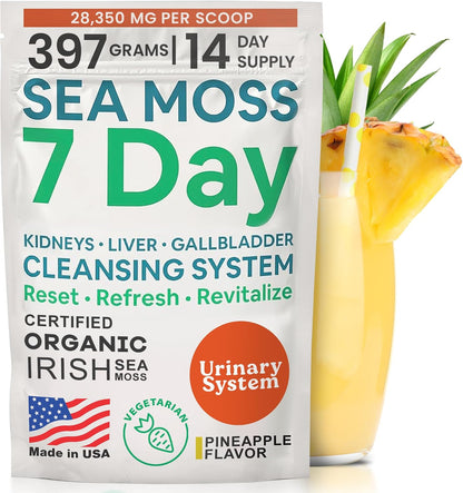 Atlantic Naturals Sea Moss 7 Day Detox - Liver, Gallbladder & Kidney Cleanse - Pineapple Flavour Drink Mix (400 g)