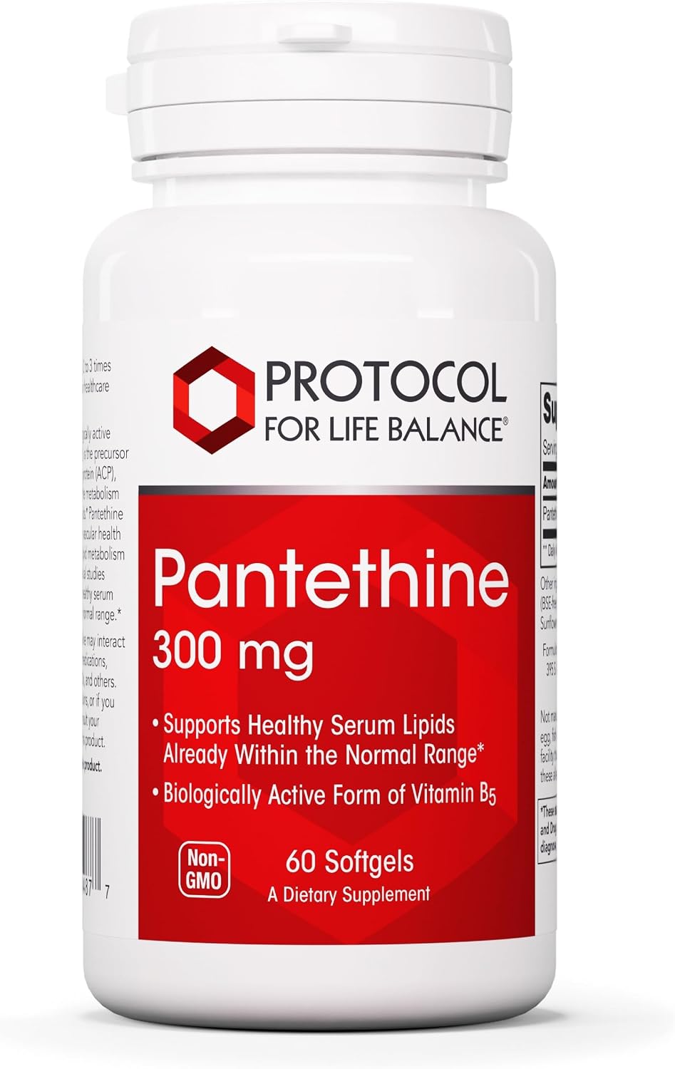 PROTOCOL FOR LIFE BALANCE Pantethine 300mg - Active Form of Vitamin B5 - 60 Softgels - Food Supplement - görsel 1