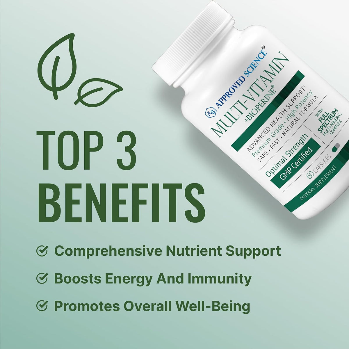 Approved Science Multivitamin – Full-Spectrum B-Vitamins, Green Tea, Lutein, Lycopene, Zeaxanthin, BioPerine – 180 Capsules (3-Month Supply) - görsel 3