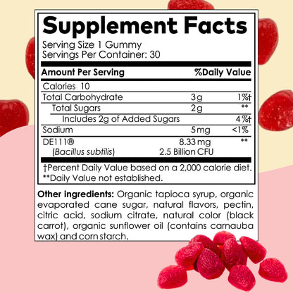 Clear Buddy Probiotics for Kids Ages 2–6 | USDA Organic Gummies with DE111 | Immune & Digestive Support | 30-Day Supply