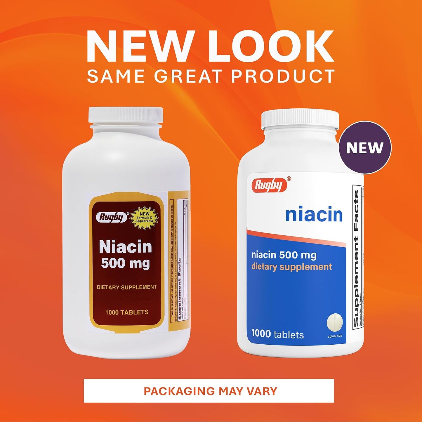 Rugby Niacin 500 mg – Vitamin B3 Supplement, 1000 Tablets - görsel 3