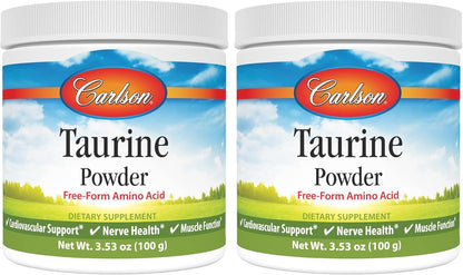 Carlson Taurine Powder, Free-Form Amino Acid, Supports Nerve and Muscle Function, 100 g
