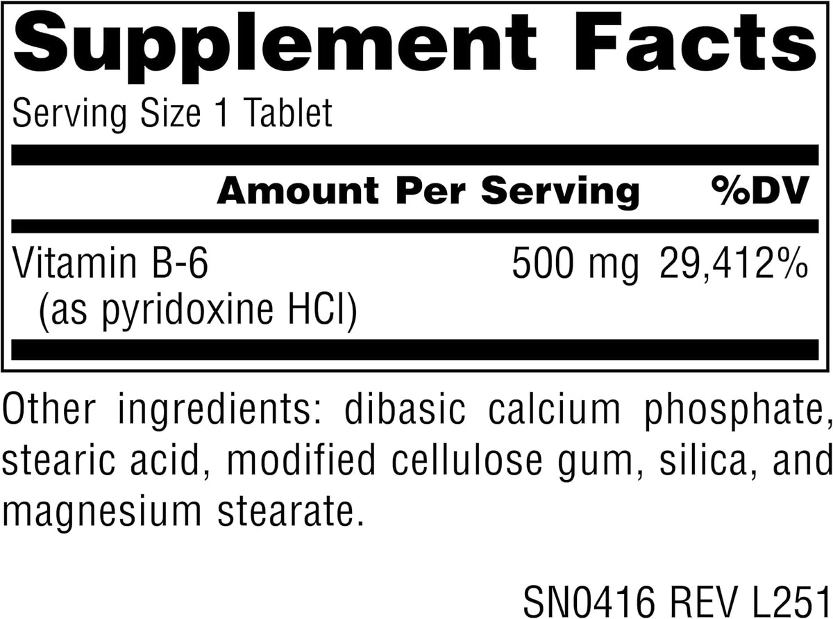 Source Naturals Vitamin B-6 500 mg, 100 Tablets - görsel 2