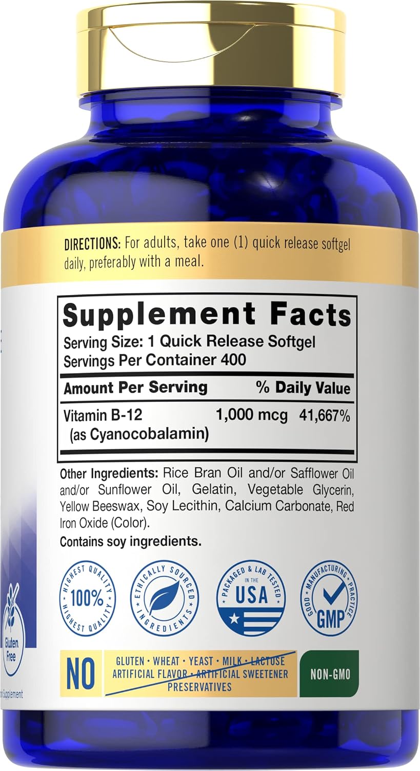 Carlyle Vitamin B12 1000mcg Absorbable Softgels - 400 Count - görsel 2