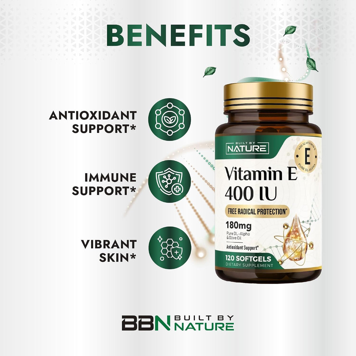 Built by Nature Vitamin E with Olive Oil 400 IU, 120 Soft gel capsules - görsel 4
