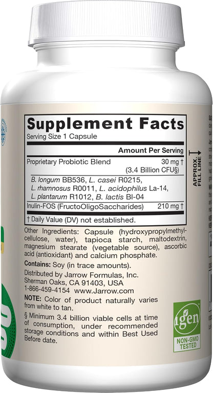 Jarrow Formulae Jarro-Dophilus + FOS - 3.4 Billion CFU Per Serving - Prebiotic & Probiotic Supplement for Gut & Immune Support - 300 Vegetarian Capsules