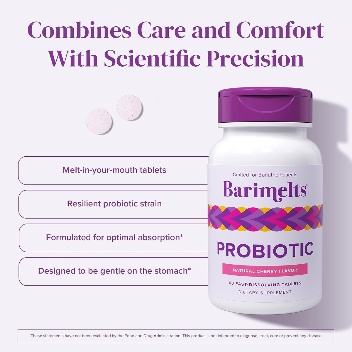 BariMelts Probiotic, 5 Billion CFU – 60 Fast-Dissolving Tablets (2-Month Supply) – Sugar-Free Probiotics for Women, Post-Bariatric Gut Health, Natural Cherry Flavour - görsel 4