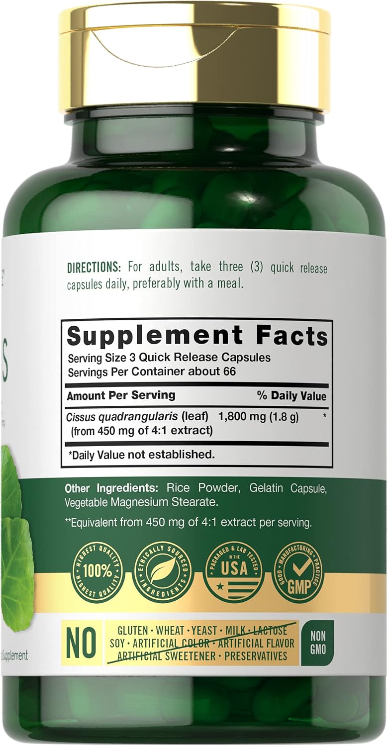 Carlyle Cissus Quadrangularis | 200 Capsules | Traditional Herb Extract Supplement - görsel 2