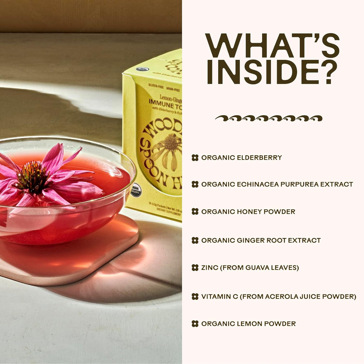 Lemon & Ginger Immune Support Drink Mix with Elderberry, Echinacea, Zinc and Vitamin C - 10 Sachets - görsel 5