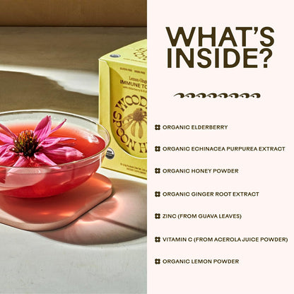 Lemon & Ginger Immune Support Drink Mix with Elderberry, Echinacea, Zinc and Vitamin C - 10 Sachets