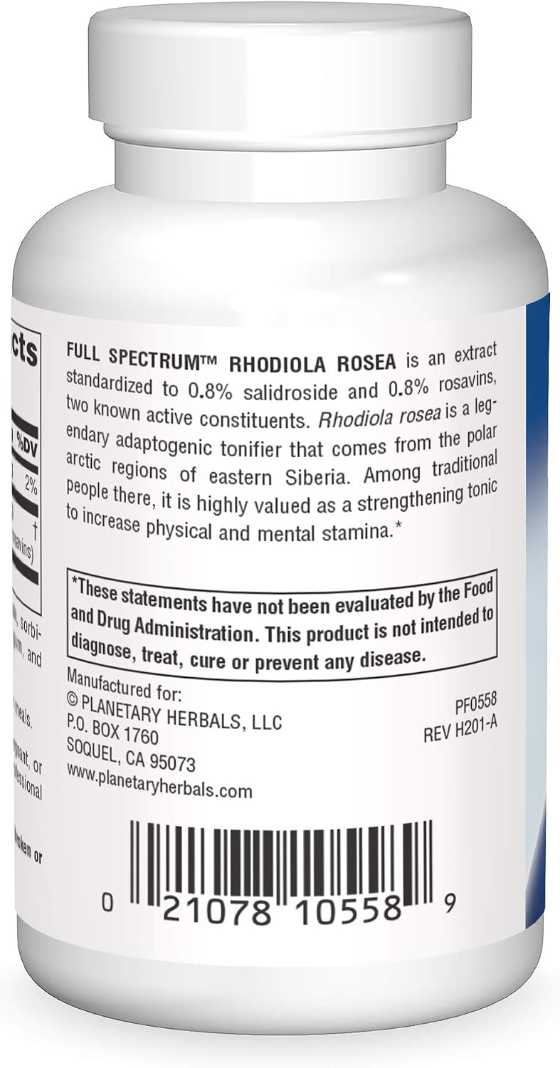 Planetary Herbals Rhodiola Rosea Extract Full Spectrum 327mg - Adaptogen for Physical & Mental Endurance, 120 Tablets - görsel 2