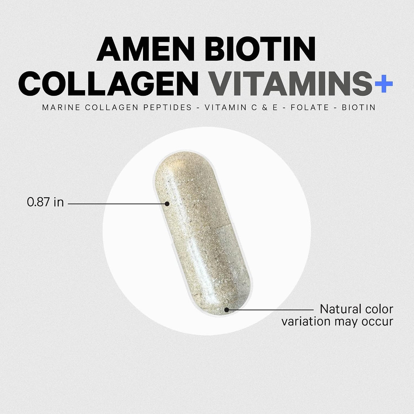 Amen Biotin Collagen Vitamins+ 10,000 mcg Biotin, 90 Capsules - görsel 8