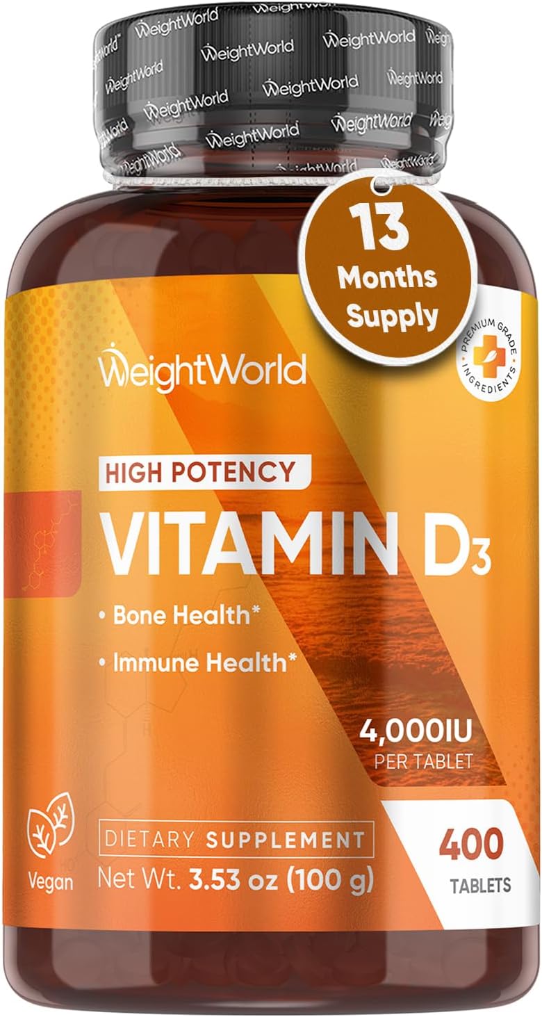 WeightWorld Vitamin D3 4000 IU (100mcg) - Vegan D3 from Lichen, 400 Tablets - görsel 1