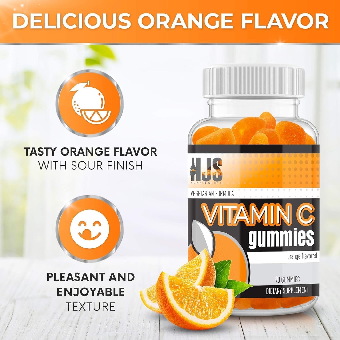 HJS Supplements Vitamin C Gummies - Orange Flavour, 1000mg, 90 Count - görsel 2