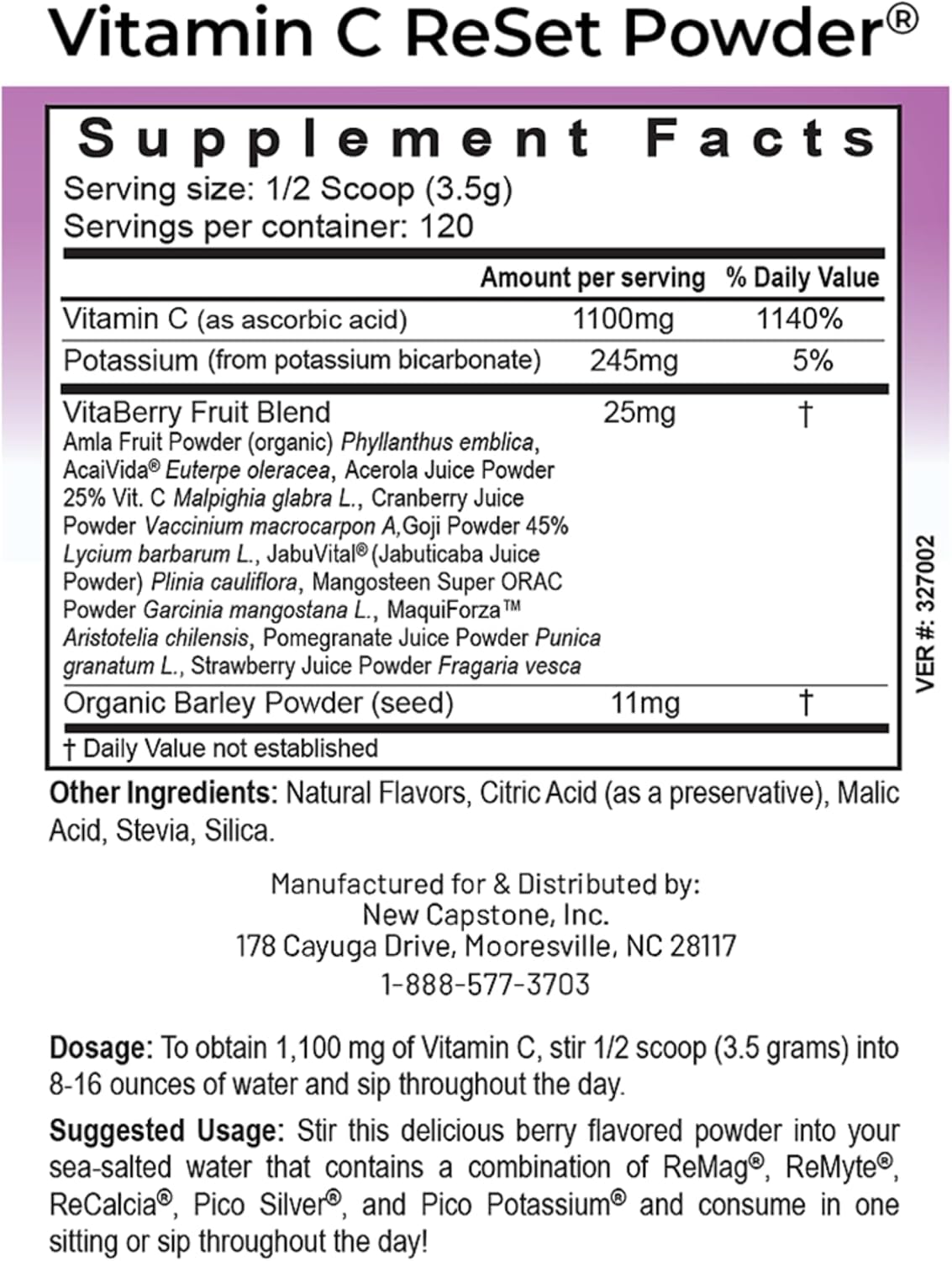 RnA ReSet Vitamin C Reset – Berry-Flavoured Vitamin C Powder with Potassium & Fruit Blend, NSF Contents Certified, 420 g (120 Servings) - görsel 2