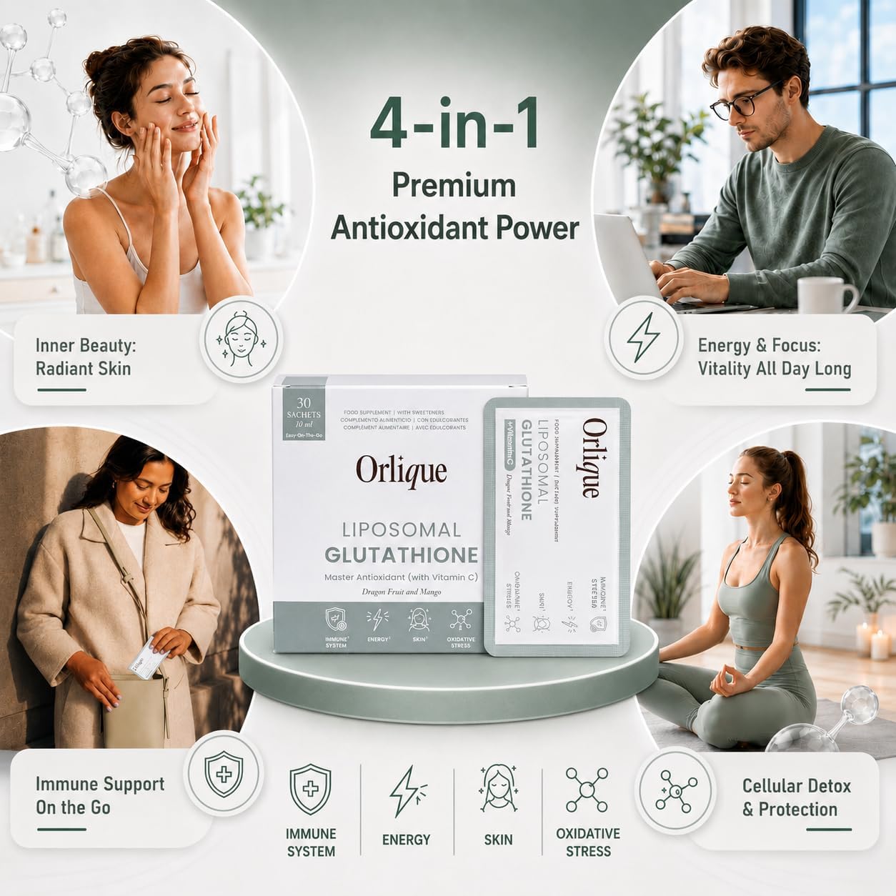 Orlique Liposomal Glutathione Supplement with Vitamin C, Mango Dragon Fruit, 30 Sachets - görsel 6