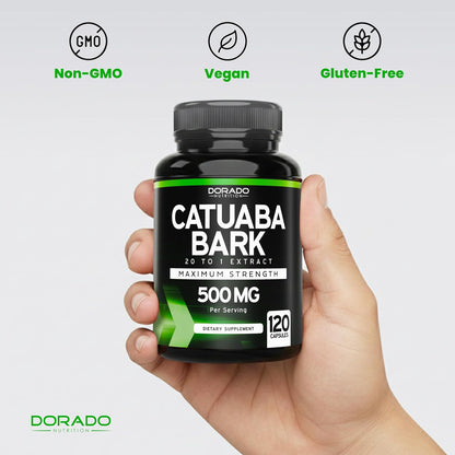 Catuaba Bark Extract 10,000mg Per Serving (120 Capsules) - Erythroxylum Catuaba - Third Party Tested - Drive & Stamina - Made in the USA - Gluten-free & Non-GMO - Vegan - For Men & Women
