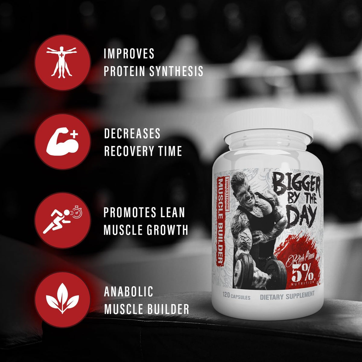 5% Nutrition Rich Piana BiggerByTheDay – – HICA (500 mg): A metabolite of leucine that may help reduce muscle – Image 3