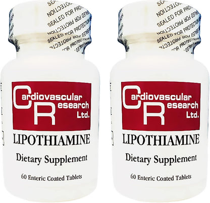 Cardiovascular Research Lipothiamine B Food Supplement 120 Tablets - Vitamin B1 with Alpha Lipoic Acid - 2 x 60