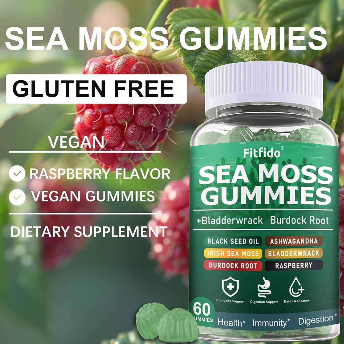 Irish Sea Moss Gummies 3000mg with Bladderwrack, 60 Count - görsel 8