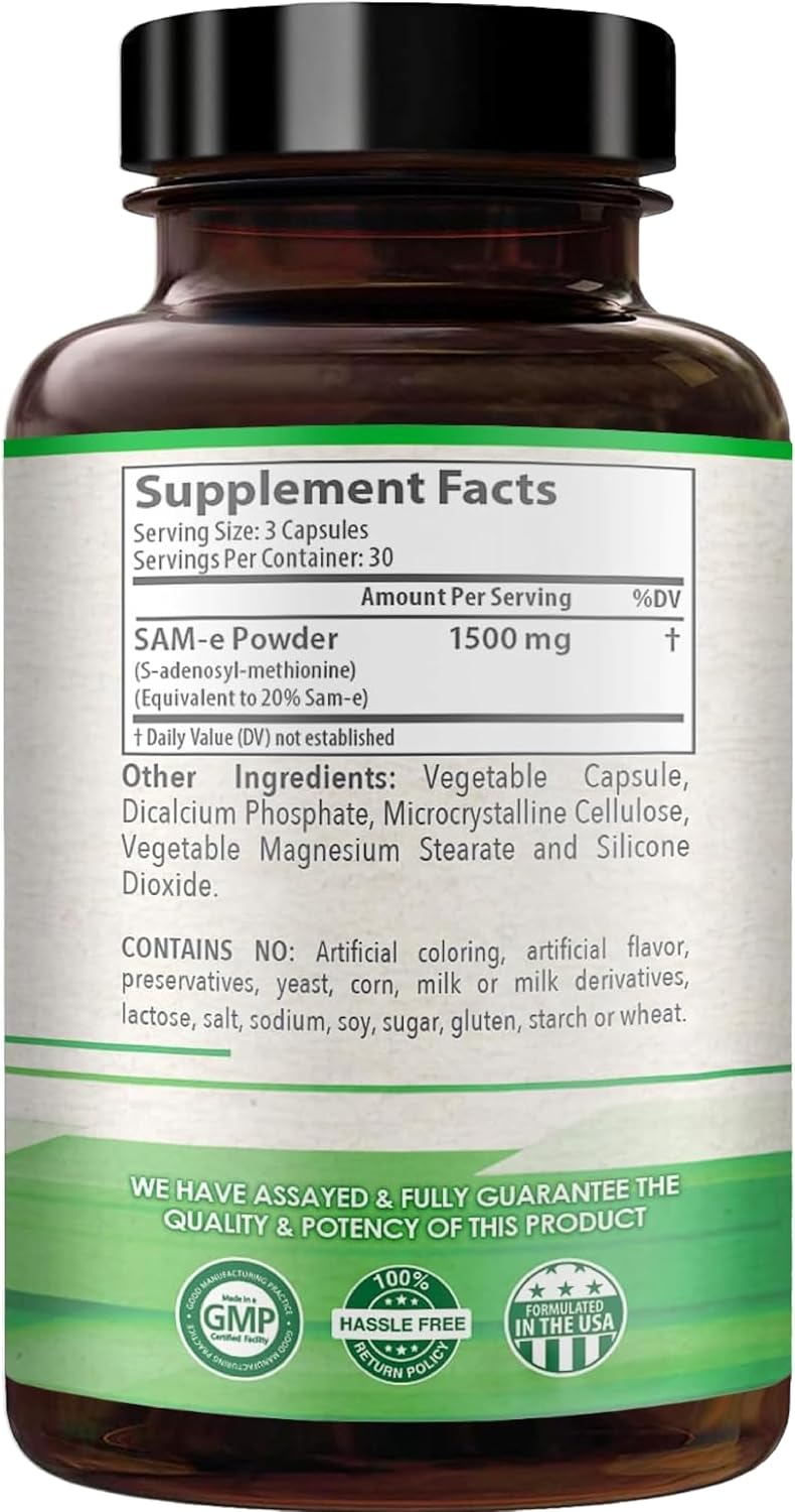 HealthyWayRx SAM-e 1500mg Capsules – High Strength S-Adenosyl-L-Methionine for Joint, Brain and Mood Support – Non-GMO, High Absorption (90 Capsules) - görsel 9