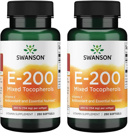 Swanson Vitamin E Mixed Tocopherols, 200 IU (134 mg), 250 Softgels