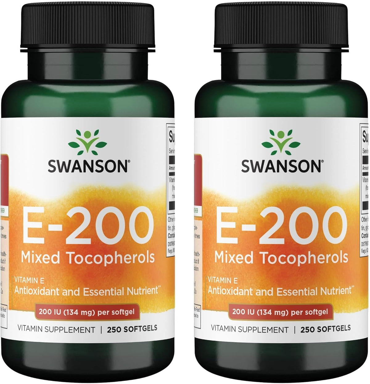 Swanson Vitamin E Mixed Tocopherols 200 IU (134 mg) 250 Softgels (2 Pack) - görsel 1