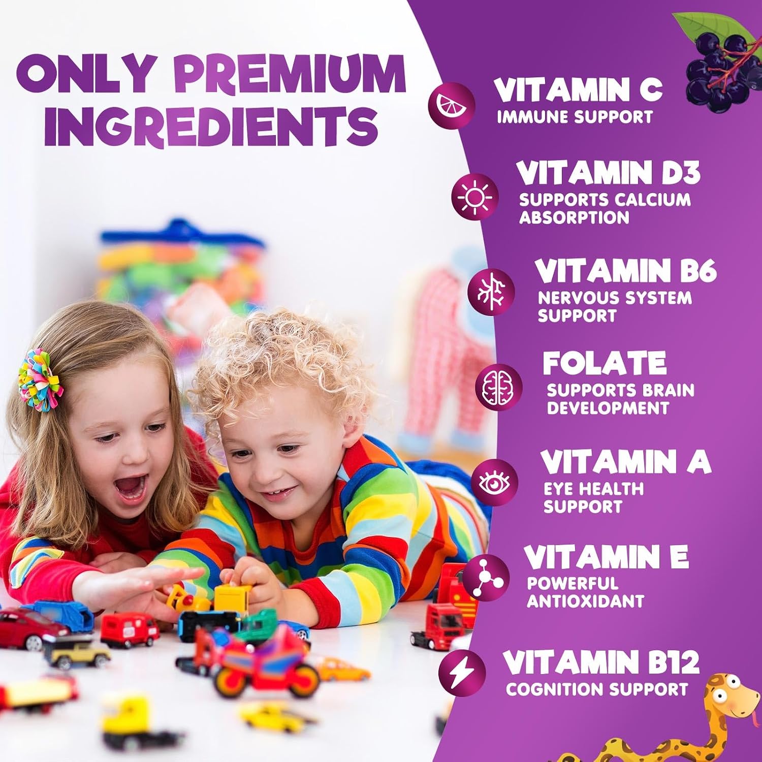 Nature's Nutrition Children's Multivitamin Gummies – Berry Flavour – 60 Gummies - görsel 3