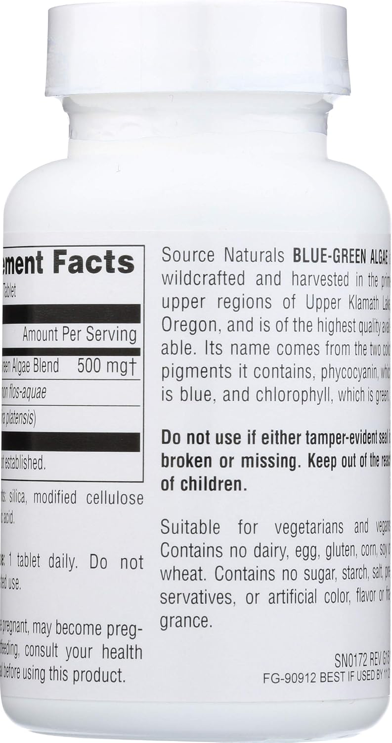 Source Naturals Blue Green Algae from Klamath Lake – 500 mg, 100 Tablets - görsel 4