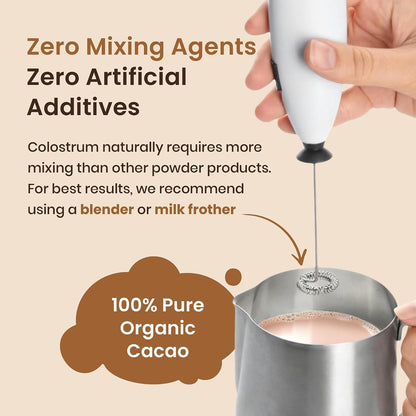 Organic Chocolate 4000mg Grass-fed Bovine Colostrum Powder + Probiotics with Immunoglobulins – 220.98g