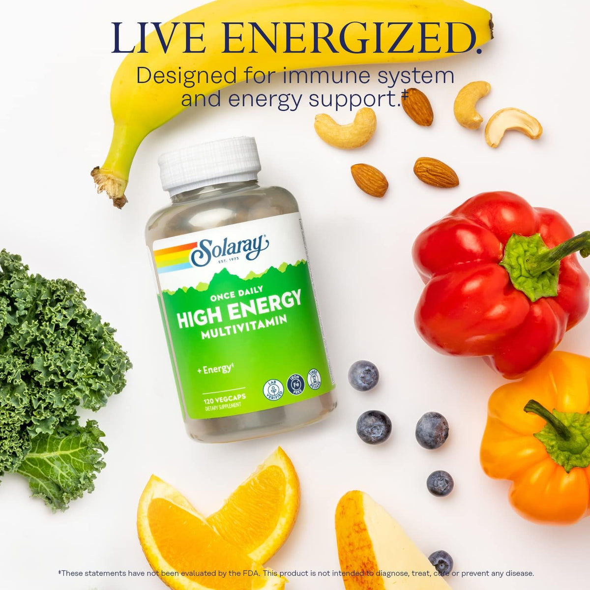 SOLARAY High Energy Multivitamin, No Iron, Timed-Release, Wholefood & Herb Base, 120 VegCaps - görsel 3
