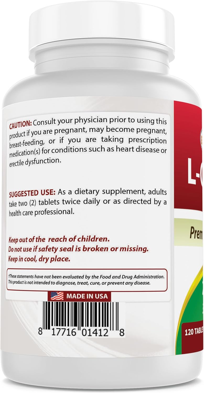 Best Naturals L-Citrulline 2000mg per Serving – Non-GMO & Gluten-free – 120 Tablets (Pack of 2) - görsel 6