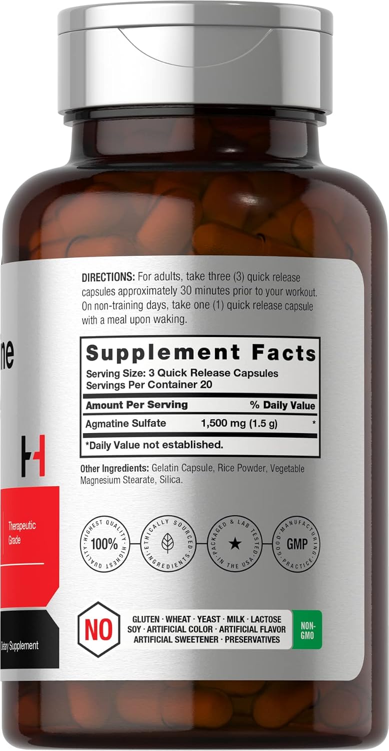 Horbäach Agmatine Sulphate Capsules 1500mg | 60 Capsules | Pharmaceutical Grade | Non-GM, Gluten-Free Supplement - görsel 2