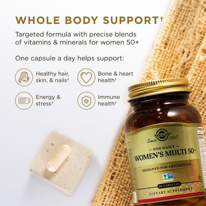 Solgar One Daily Women's Multi 50+ – Whole Body Support for Women Aged 50 and Over, 60 Vegan Capsules