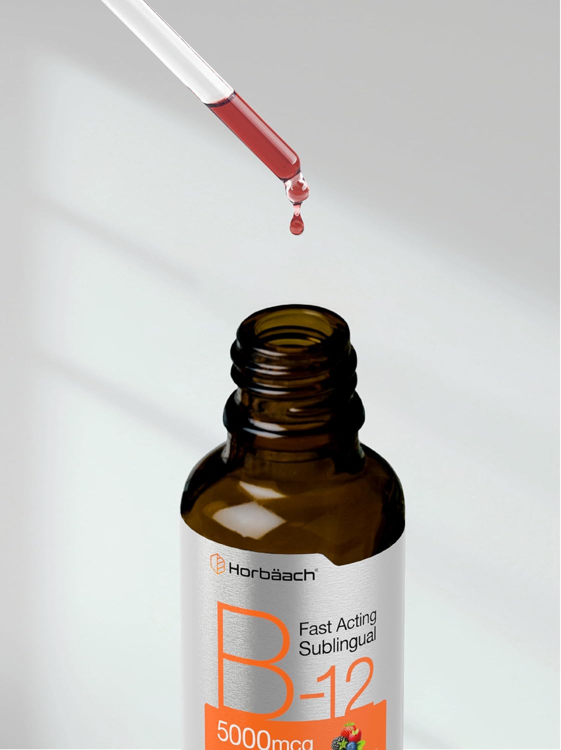 Horbaach B12 5000 mcg Sublingual Liquid Drops - Methylcobalamin & Cyanocobalamin, Berry Flavour, 118ml - görsel 8