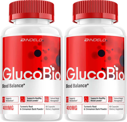 Gluco Bio Healthy Vitamin Capsules - All Natural Daily Supplement (2 Pack, 120 Capsules)